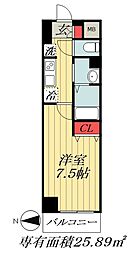 JR総武線 西船橋駅 徒歩5分の賃貸マンション 地下5階1Kの間取り