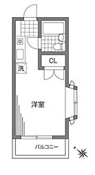 クレセントハイム 1階ワンルームの間取り