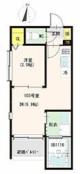 ハーモニーテラス上篠崎III 1DKの間取図画像