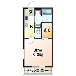 ローズコート 1Kの間取図画像