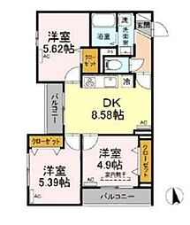 グラナーデ目白御留山 2階3DKの間取り