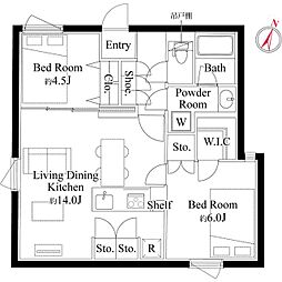 エディット文京護国寺 4階2LDKの間取り