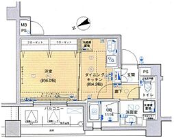 メインステージ上野 1DKの間取図画像