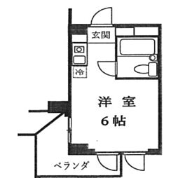 東村山ペガサスビルＡ館 5階ワンルームの間取り