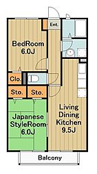 上の台エクセル 1階2LDKの間取り