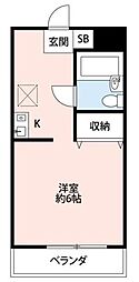 渚マンション 1Kの間取図画像