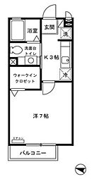 アレイ・ヴィラ 1階1Kの間取り