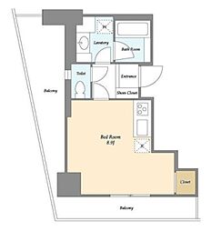 グランテール代々木 2階ワンルームの間取り