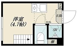 ハーモニーテラス野方 1階ワンルームの間取り