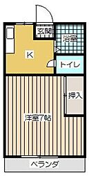 ロイヤルハイツＡ 1階1Kの間取り