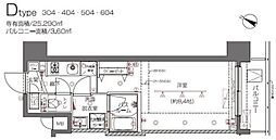 ZOOM都立大学 1Kの間取図画像