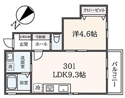 グレースベル 1LDKの間取図画像