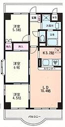 フロリッシュ南行徳 3階3LDKの間取り