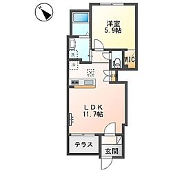 リヴィエール桜 1LDKの間取図画像