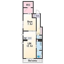 JR阪和線 和歌山駅 徒歩10分の賃貸アパート 2階1LDKの間取り
