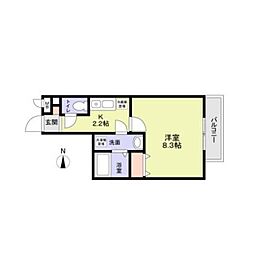 ミリアビタ稲毛 1階1Kの間取り