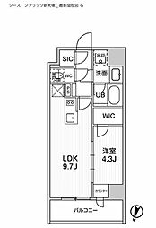 シーズンフラッツ新大塚 4階1LDKの間取り