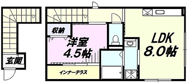 東京都八王子市子安町１丁目(賃貸アパート1LDK・2階・37.32㎡)の写真 その2