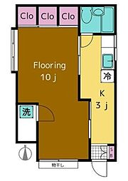 蔵谷ハイツ 1階1Kの間取り