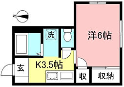 プリマベーラ永福 1階1Kの間取り