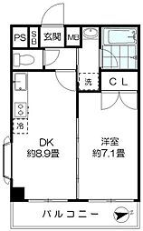 レジデンス上野 1DKの間取図画像