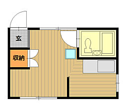 カルモハイツ 2階ワンルームの間取り