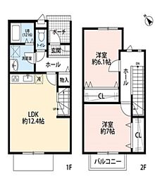 アスピリア a la mode 1階2LDKの間取り