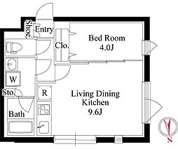 新宿区大久保2丁目マンション 1LDKの間取図画像