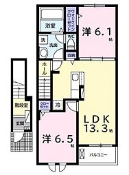プレリュード 2階2LDKの間取り