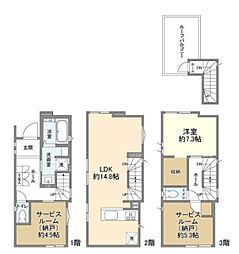 東武伊勢崎線 鐘ヶ淵駅 徒歩8分の賃貸一戸建て 1階1SLDKの間取り