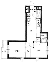 モント中馬込 2階2DKの間取り
