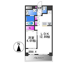 JR片町線(学研都市線) 鴻池新田駅 徒歩2分の賃貸マンション 3階1LDKの間取り