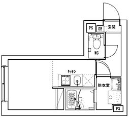 Ludens椎名町 3階ワンルームの間取り