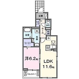 メゾン　ヴォロンテ　I 1階1LDKの間取り
