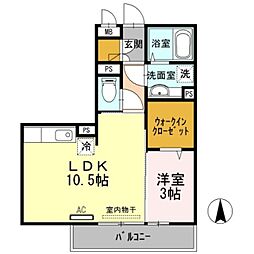 クリーク パレス 2階1LDKの間取り