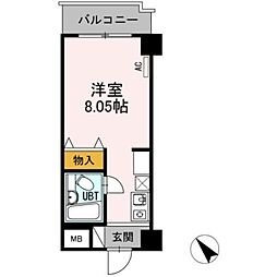 ブルービラ吉原 4階ワンルームの間取り