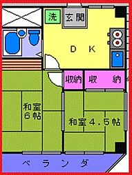 船橋ビル 2DKの間取図画像