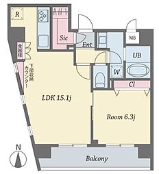 京急本線 立会川駅 徒歩6分の賃貸マンション 2階1LDKの間取り