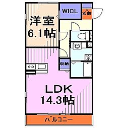 グリーンコーポ前川町 1階1LDKの間取り