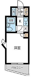 ウィンベルソロ蒲田第2 4階ワンルームの間取り