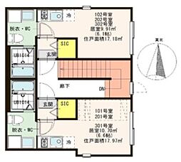 ポルージュ小岩 2階ワンルームの間取り