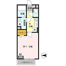 エスポワール 1階1Kの間取り