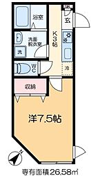 カーサ柴又 206 2階1Kの間取り
