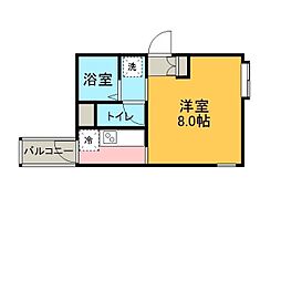 リバティ町田Ａ 1階ワンルームの間取り