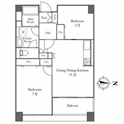 リバーシティ21イーストタワーズ2 2LDKの間取図画像