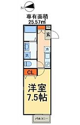 ベイシティ 1Kの間取図画像