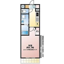 plaisir 1Kの間取図画像