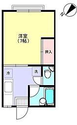 コットンハウスB 1Kの間取図画像