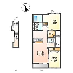 エトワールシャトー2 2LDKの間取図画像