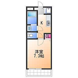 エーワン池浦 1Kの間取図画像